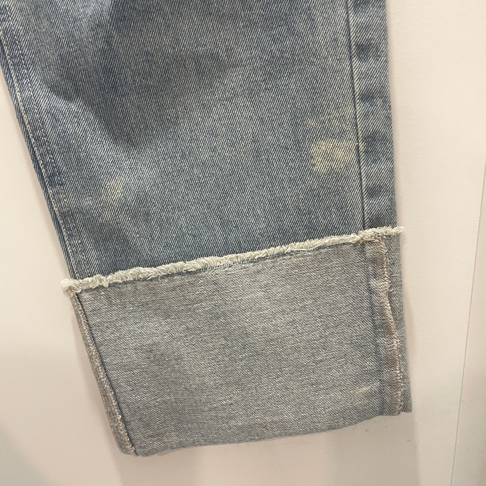 Oak + Fort Cuffed Straight Blue Jeans - Picture 6 of 8
